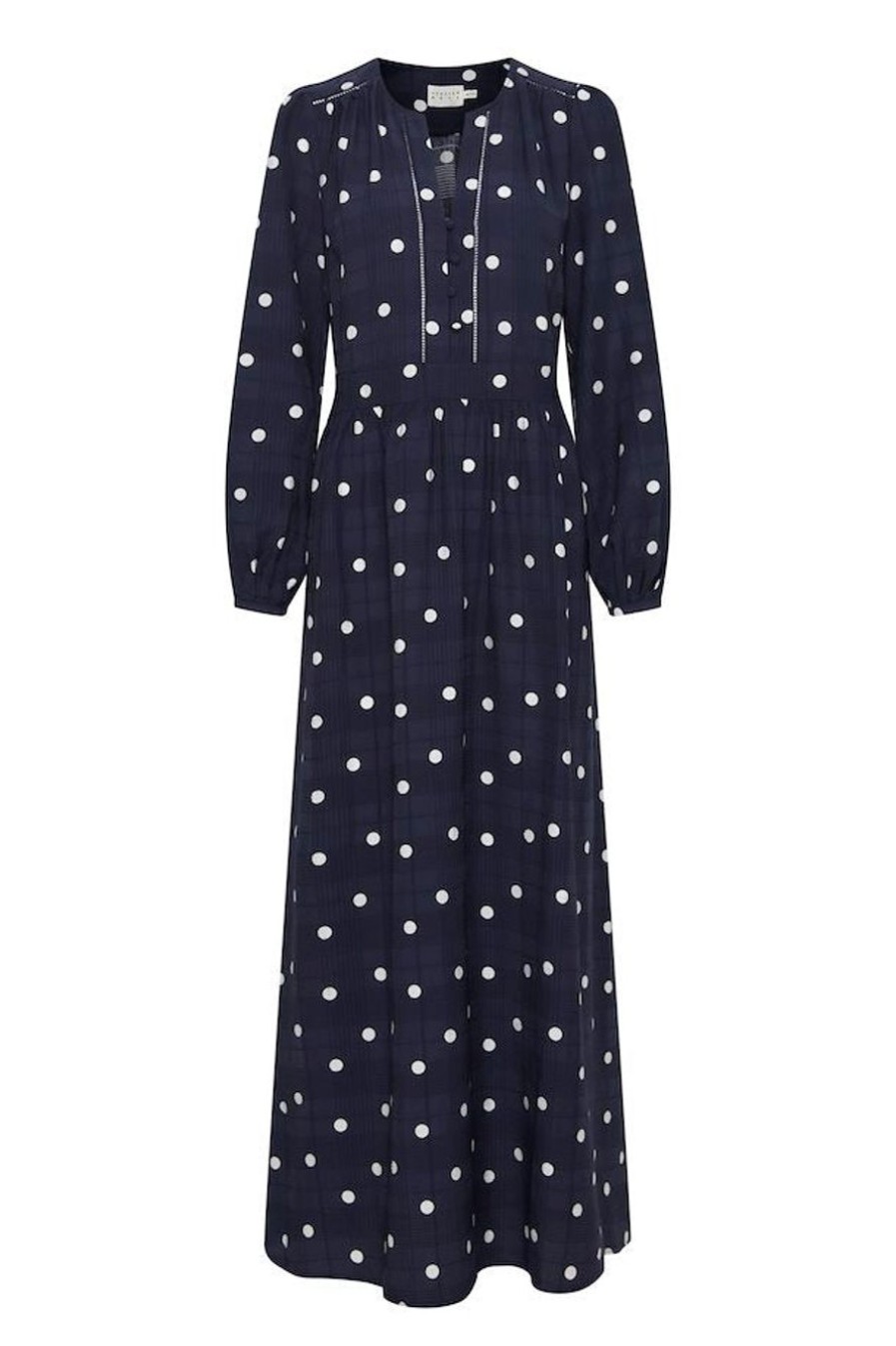 Clothing Atelier Reve | Maritime Blue And Snow White Dot Dress