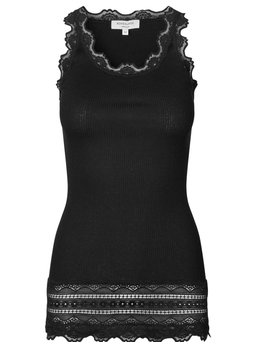 Rosemunde: Silk and Lace Camisole with Lace Trim at Bottom (Many