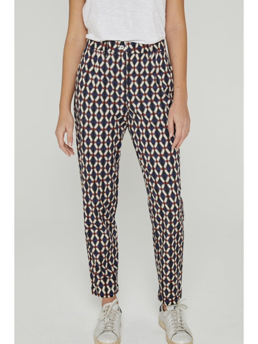 Clothing Five Jeans Paris | Calvi Cigarette Trousers In Navy Print