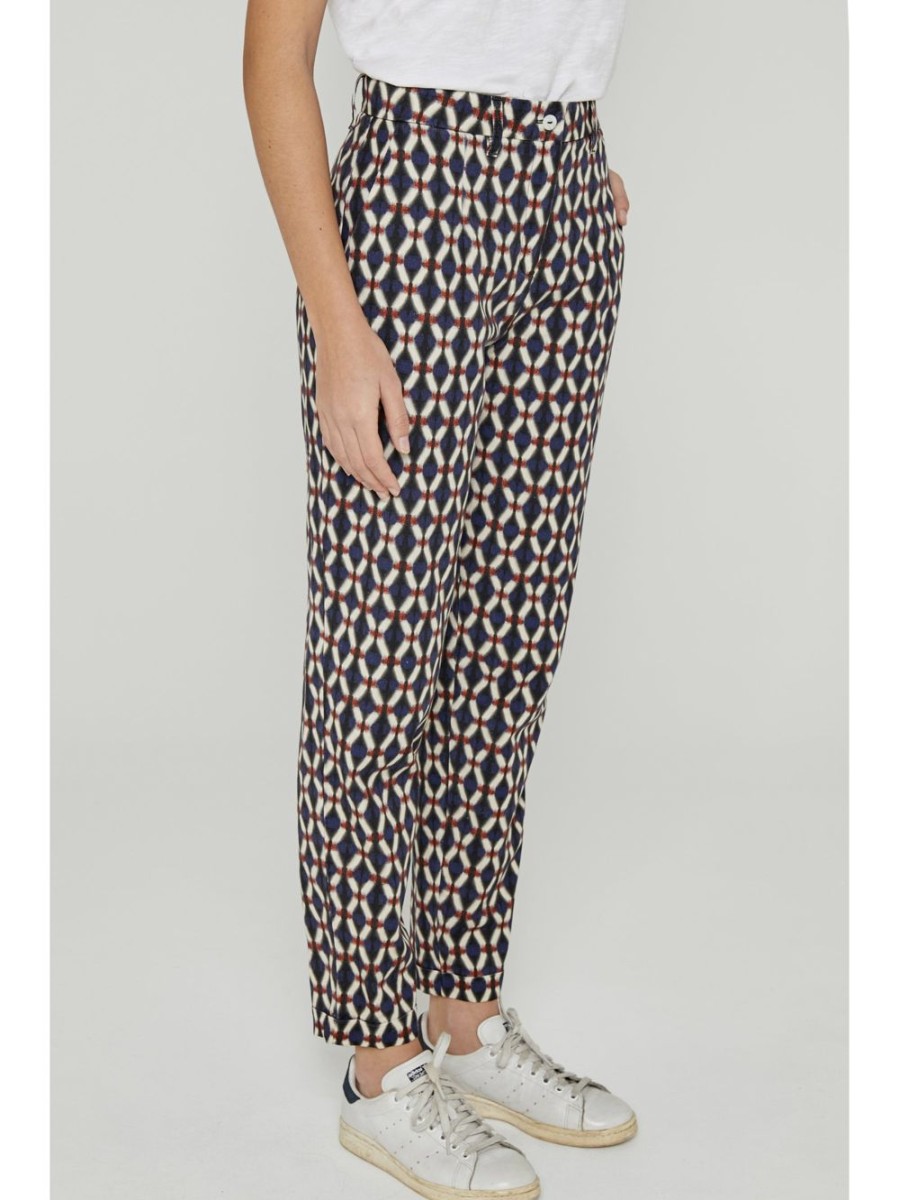 Clothing Five Jeans Paris | Calvi Cigarette Trousers In Navy Print