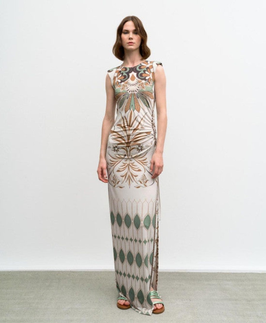 Clothing access fashion | Maxi Printed Dress With Side Gathering