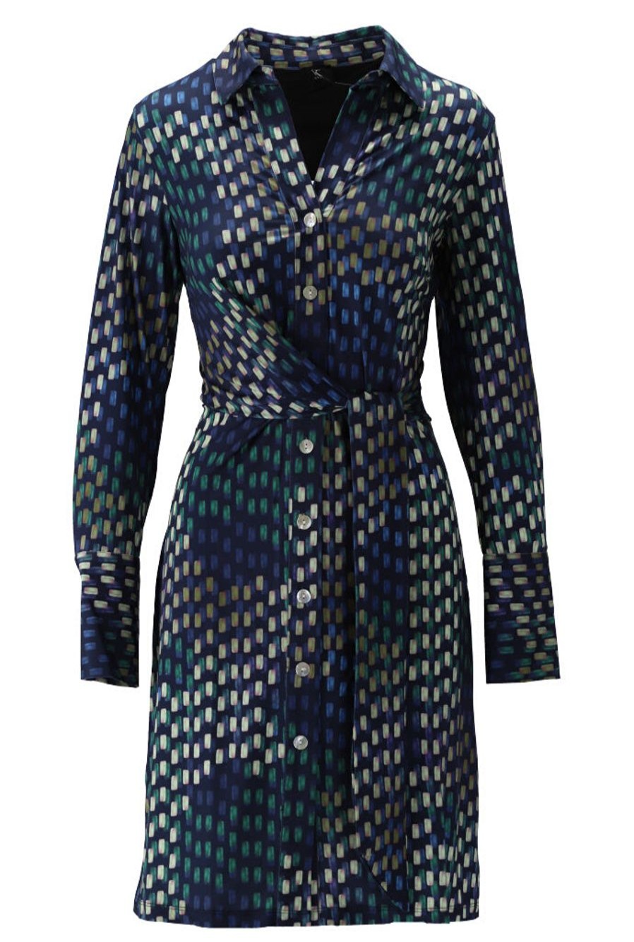 Clothing K | Geometric Print Dress With Wrap Belt