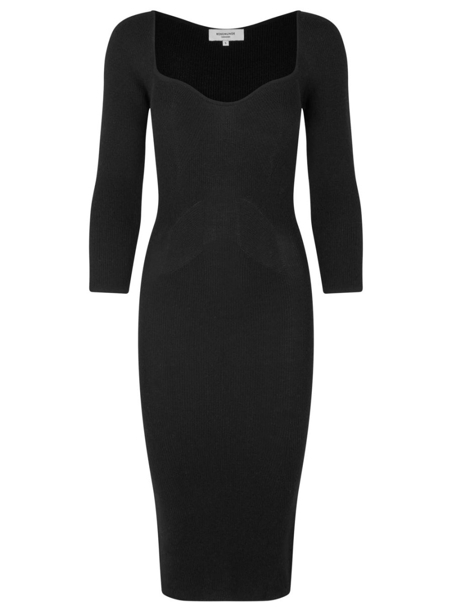 Clothing ROSEMUNDE | Black Body Con Wool Mix Dress