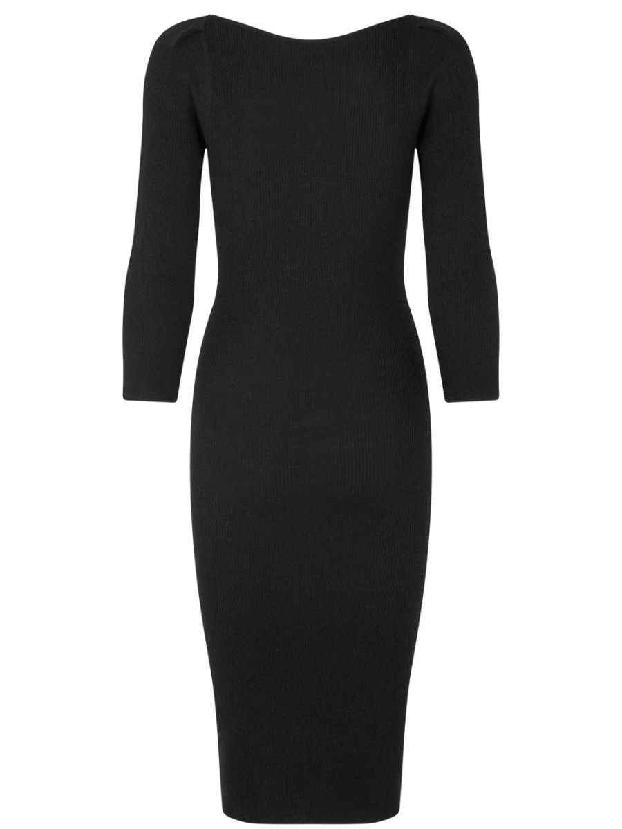 Clothing ROSEMUNDE | Black Body Con Wool Mix Dress