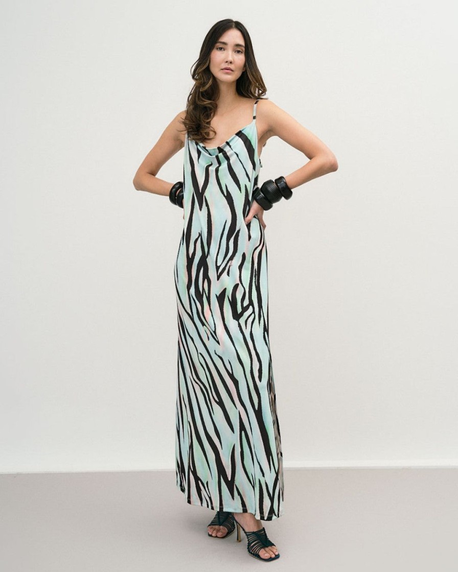 Clothing access fashion | Maxi Cowl Zebra Dress